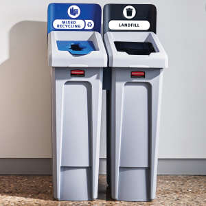 Rubbermaid Commercial, Slim Jim, 23 gal, Resin, Gray, Rectangle, Receptacle