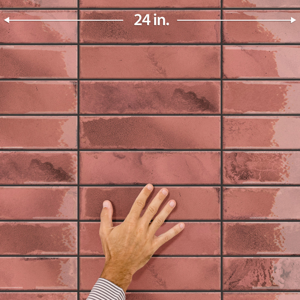 Luca Garnet with Antimicrobial Glaze 3-1/8 in. x 12-3/8 in. Ceramic Wall Tile