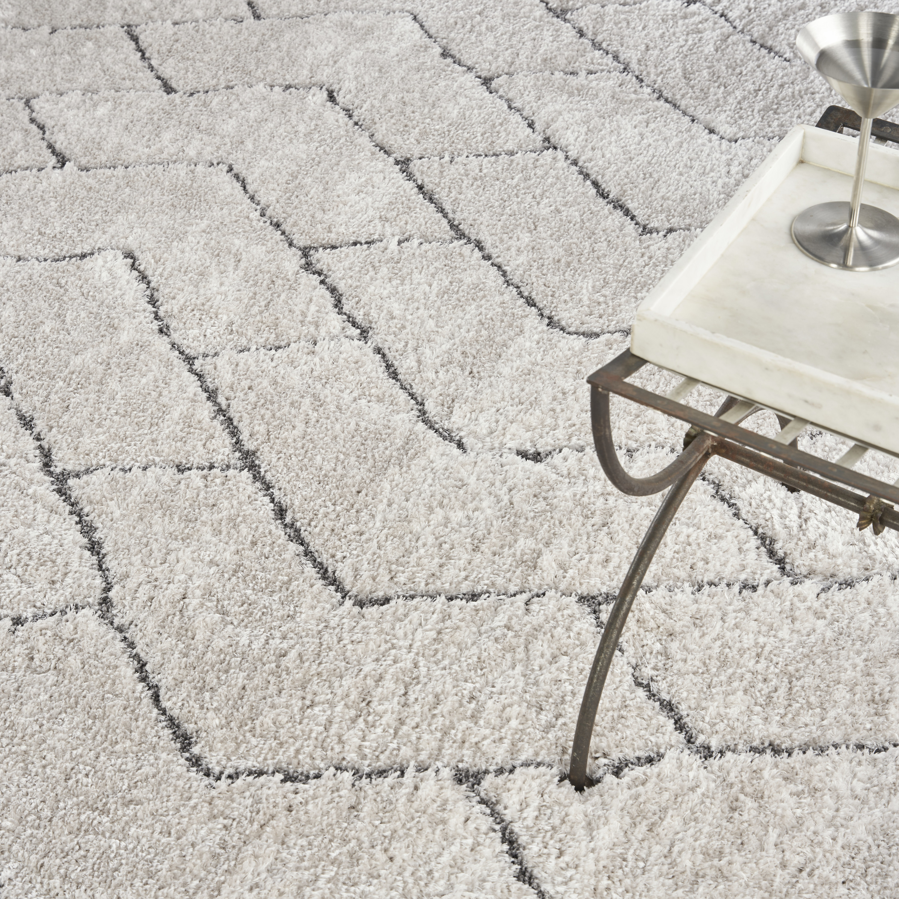 Nourison Dreamy Shag 9' x 12' Ivory Grey Shag Indoor Rug