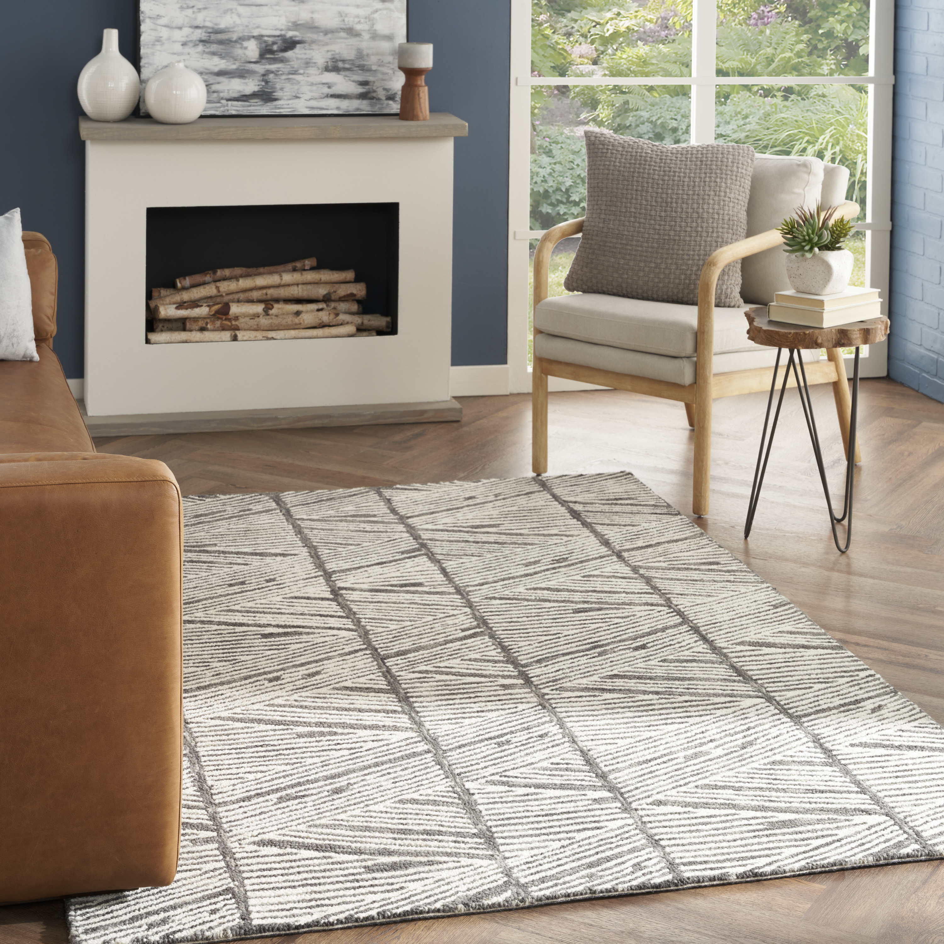 Nourison Colorado 5'3" x 7'3" Grey White Modern Indoor Rug