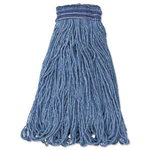 Rubbermaid Commercial, Universal Blend Looped-End Wet Mop Head with 5" Headband, 24 oz, Blue