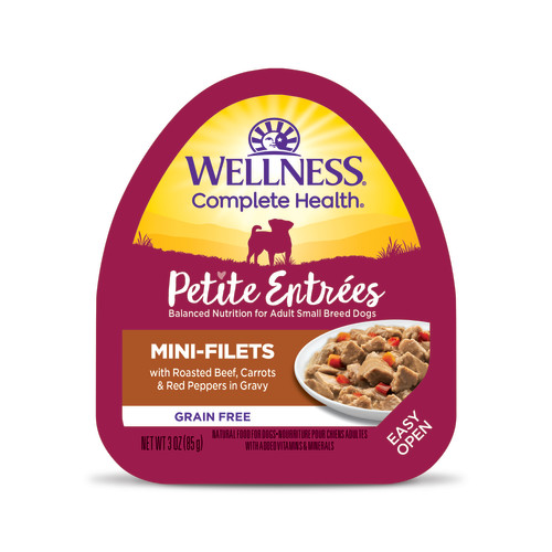 Wellness Complete Health Petite Entrées Mini Fillets Roasted Beef, Carrots & Red Peppers Front packaging