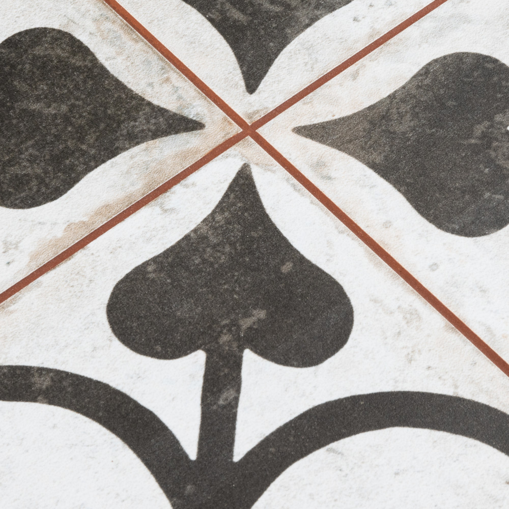 Kings Ornate Nero 17-5/8 in. x 17-5/8 in. Ceramic Floor and Wall Tile