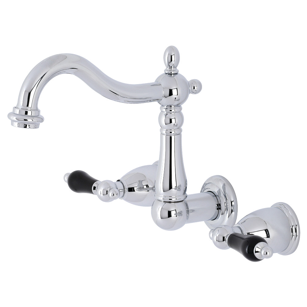 Double Handle Wall Mount Bathroom Faucet, Polished Chrome with 8 Finish Options