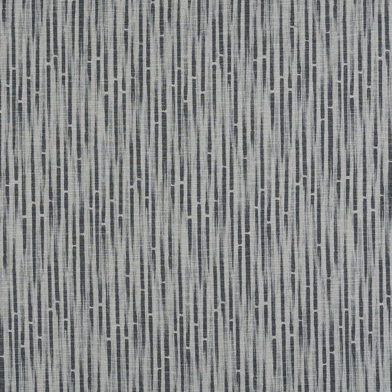 Textured woven fabric with narrow, irregular vertical dark dashes, repeating across the surface, forming a continuous pattern on a flat, evenly lit neutral background resembling upholstery or wallpaper.