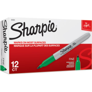 Fine Point Permanent Marker, Green, Box of 12