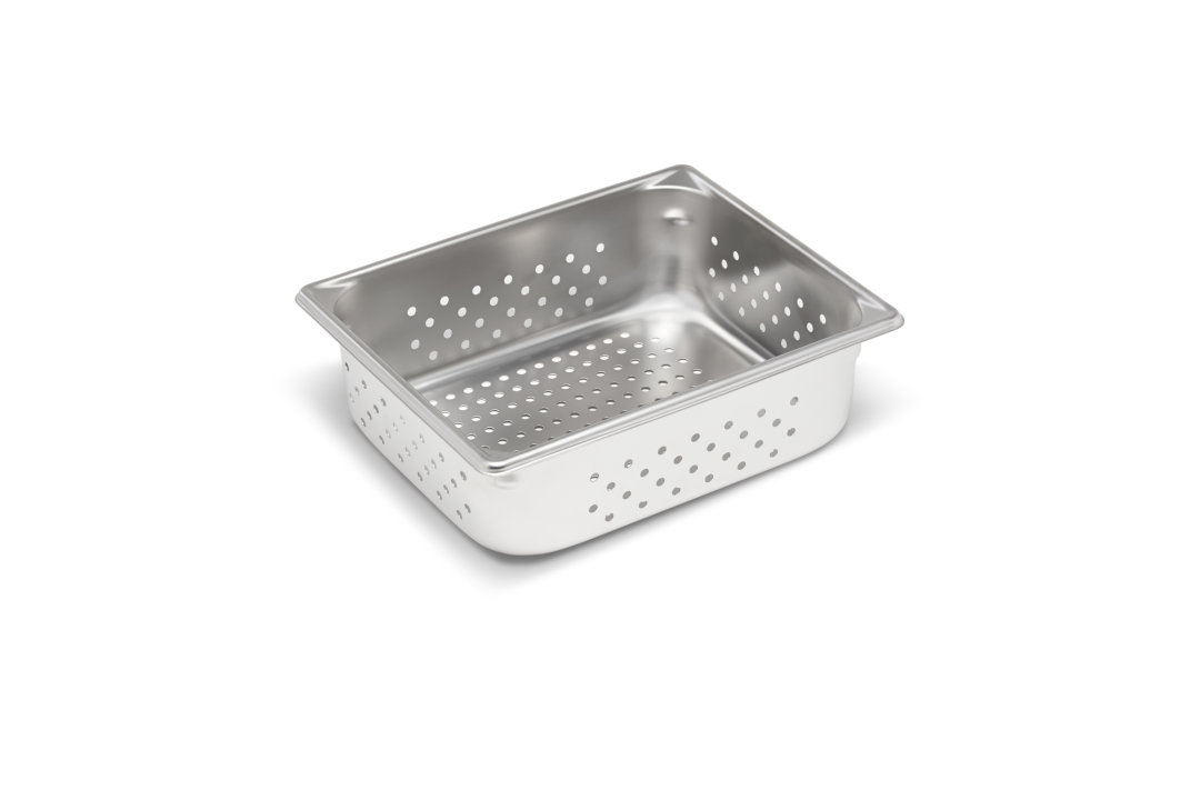 Half-size 4-inch-deep Super Pan V® perforated stainless steel steam table pan