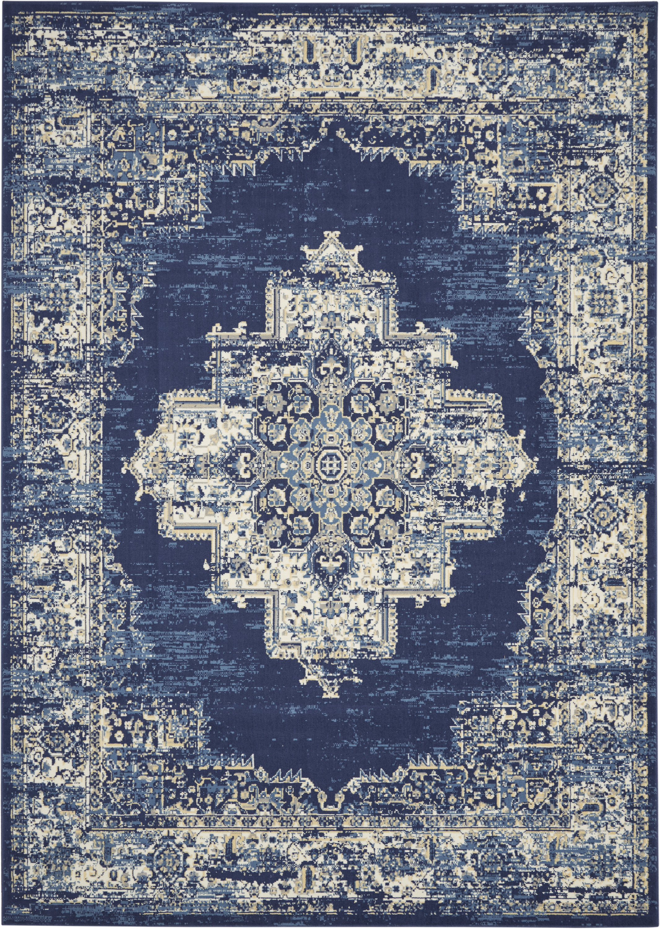 Nourison Grafix 8'6" x 12' Navy Blue Vintage Indoor Rug