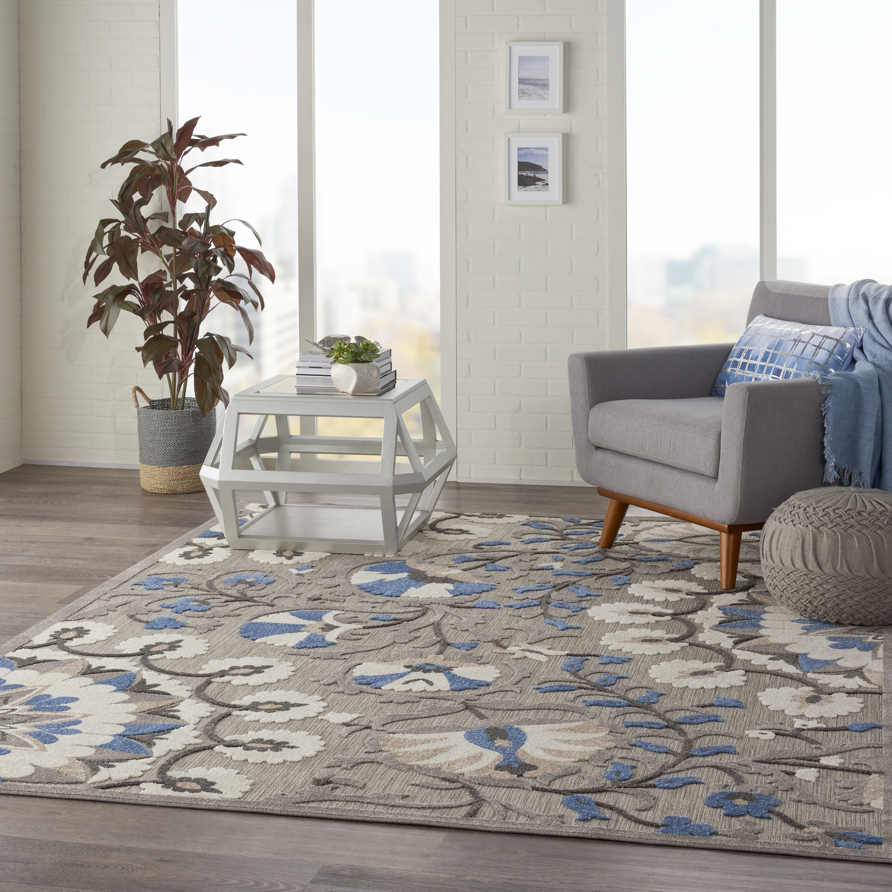 Nourison Aloha 7'10" x 10'6" Grey Multicolor Transitional Rug