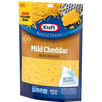 Kraft Mild Cheddar Shredded Natural Cheese 16oz Bag