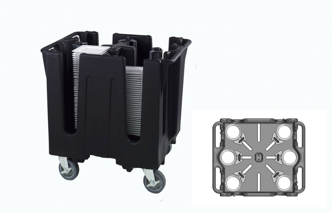 Traex® adjustable dish caddy for 4- to 8-inch round plates and bowls in black