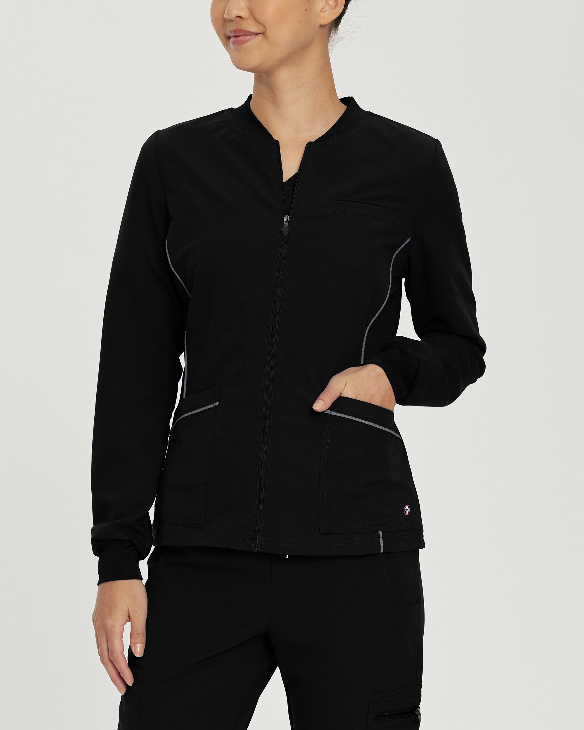White Cross V&#45;Tess Women&#39;s 3&#45;Pocket Warm&#45;Up Scrub Jacket-White Cross