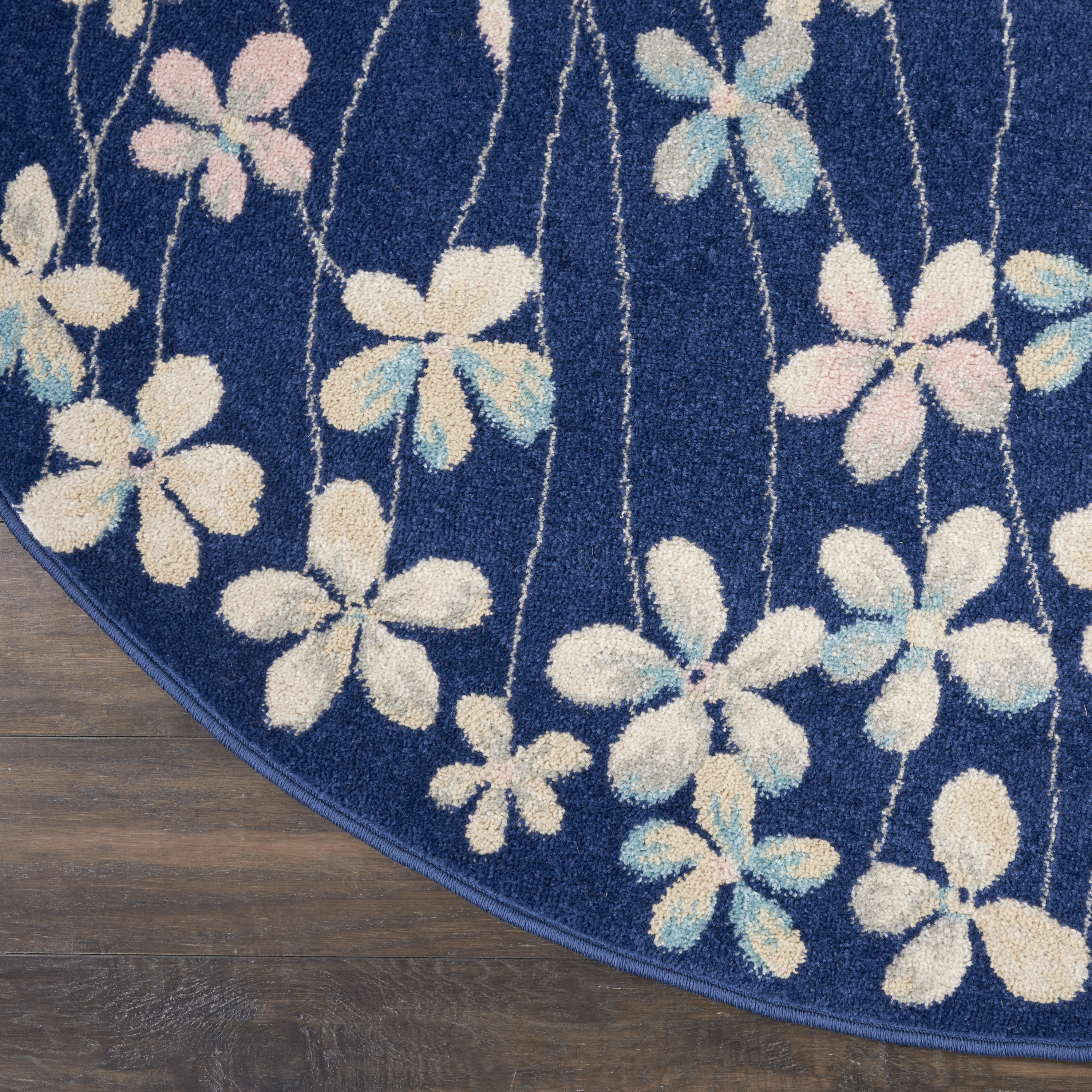 Nourison Tranquil 5'3" x Round Navy Contemporary Indoor Rug