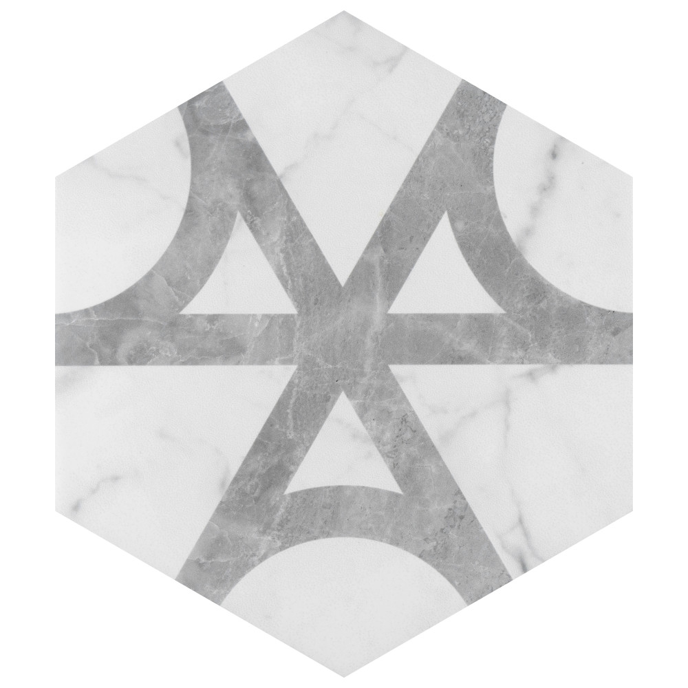 Classico Carrara Hexagon Flow 7x8 Hexagon Porcelain Floor and Wall Digital Pattern