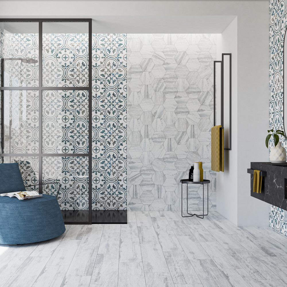 Cassis Arte Black 9-3/4 in. x 9-3/4 in. Porcelain Floor and Wall Tile