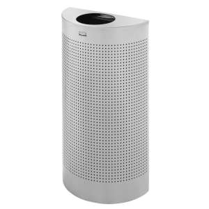 Rubbermaid Commercial, Open Top, 12 gal, Perforated, Silver, Round, Receptacle
