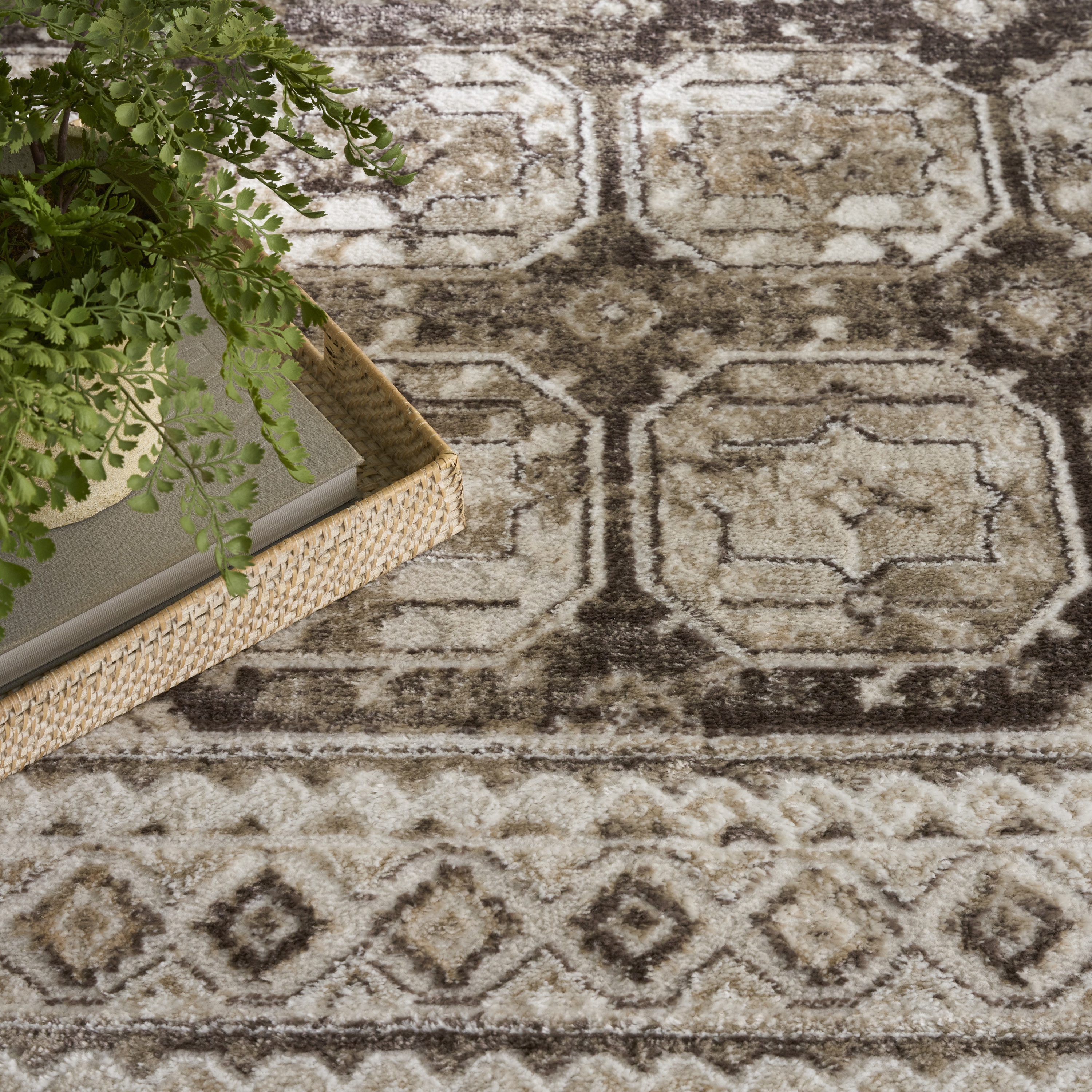 Nourison Dekor 4' x 6' Ivory Brown Vintage Indoor Rug