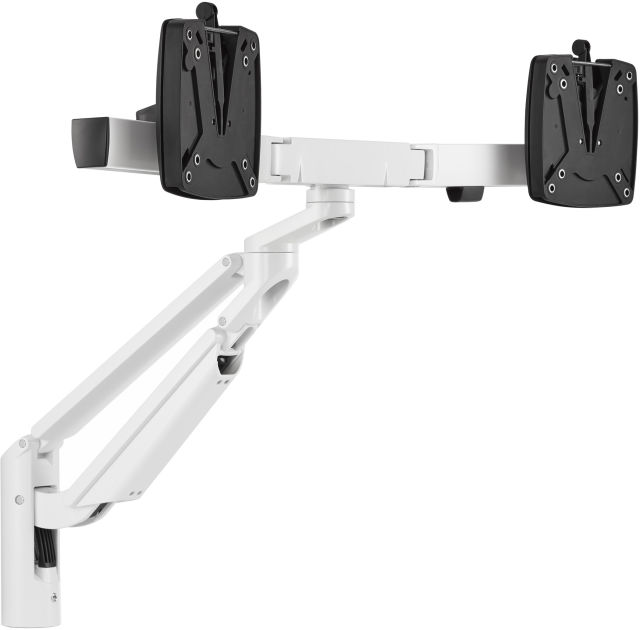 The Novus CLU Plus X2 monitor arm in white.