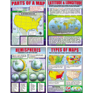 Basic Map Skills Posters, Set of 4