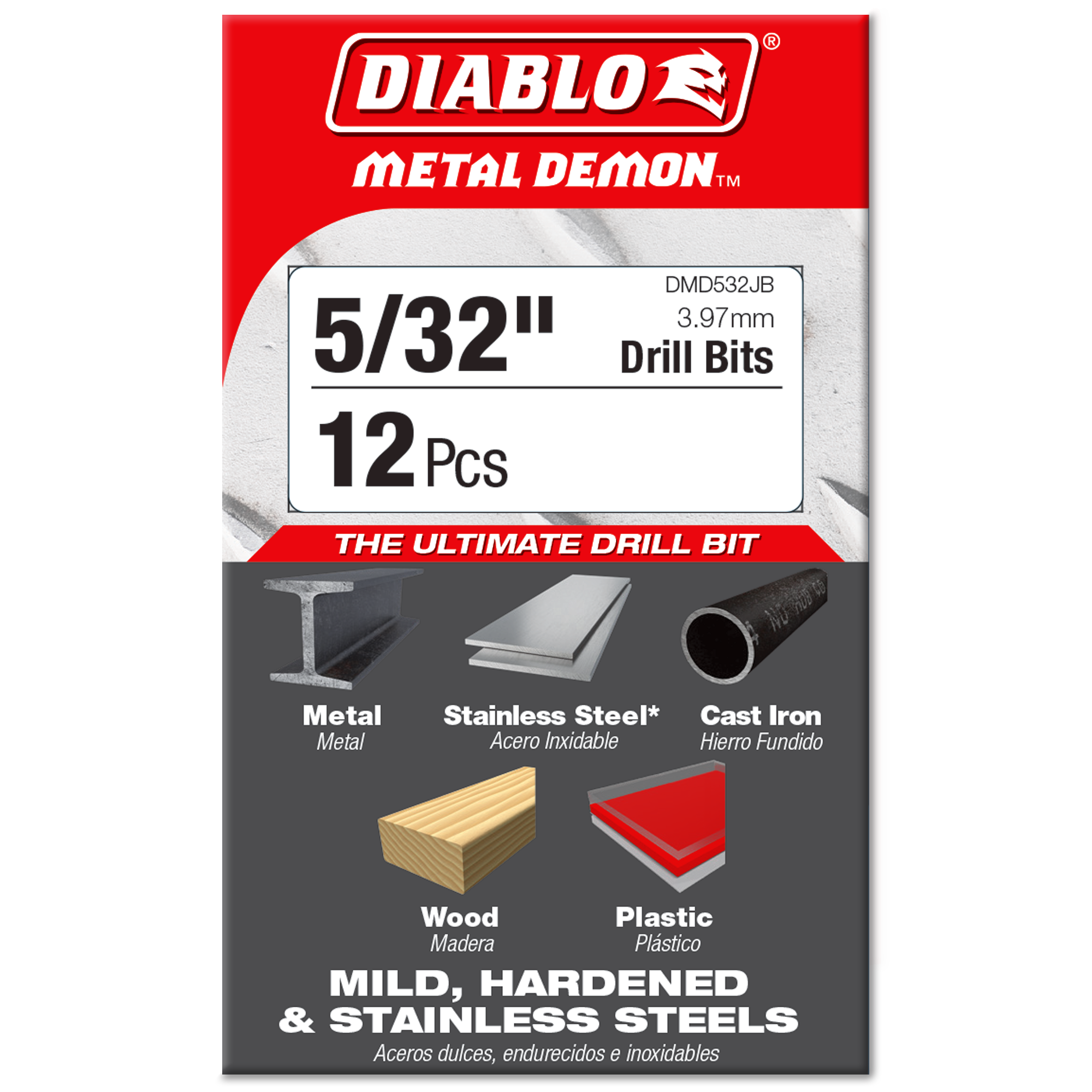 Diablo 5/32 in. Metal Demon Drill Bit for Mild, Hardened and Stainless Steels in its retail packaging, ready for the job box or tool bag