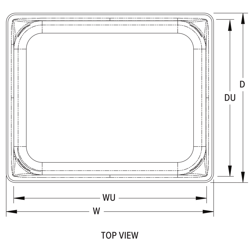 Halfsize 4inchdeep Super Pan V® stainless steel steam table pan