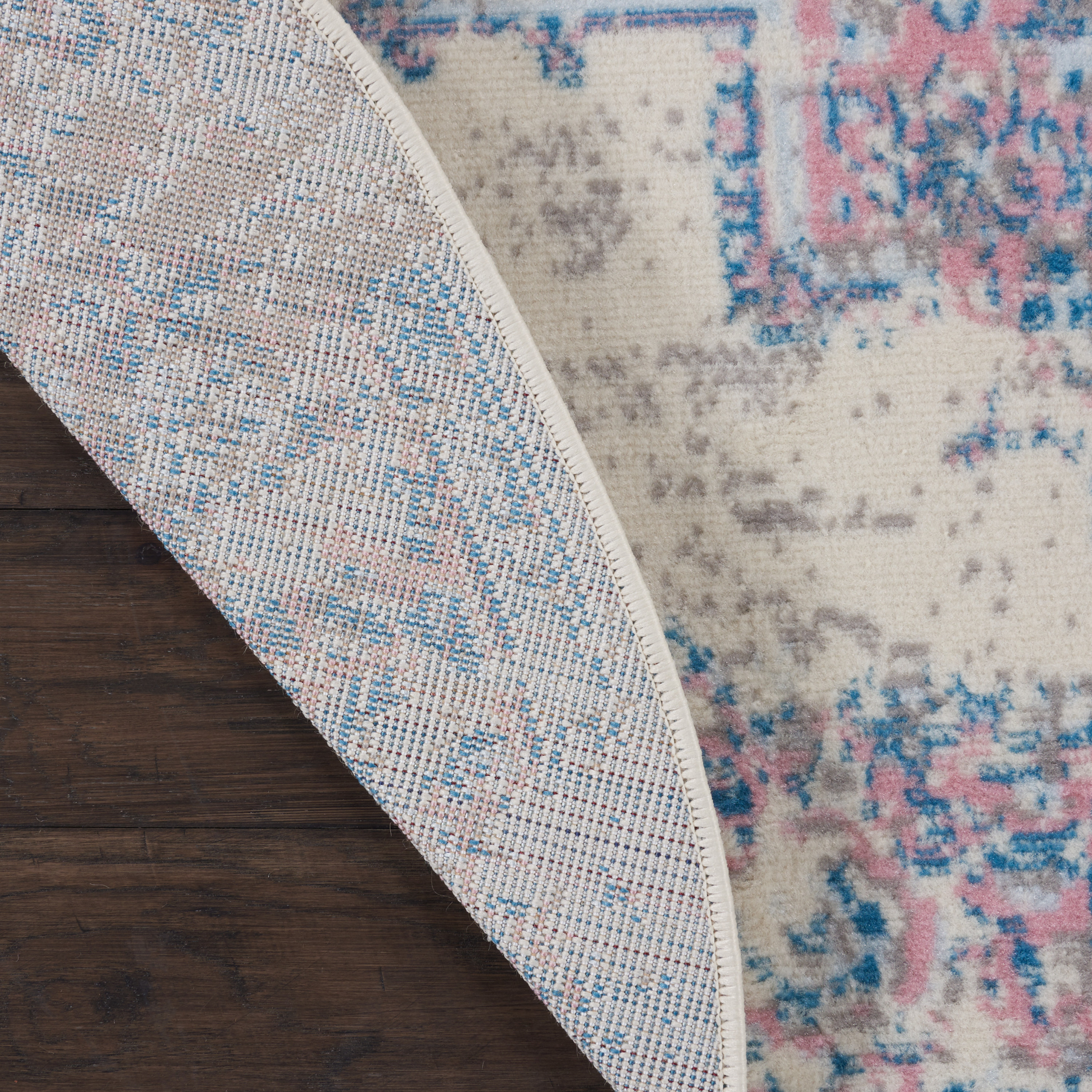Nourison Grafix 5'3" x Round Ivory Pink Vintage Indoor Rug