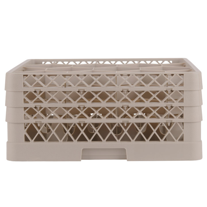 Casier Monté Ouvert T-Version en polypropylène de 12 compartiments beiges avec trois extenseurs