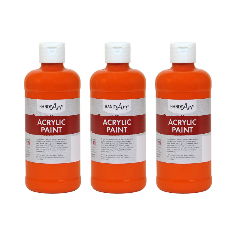 Acrylic Paint 16 oz, Chrome Orange, Pack of 3