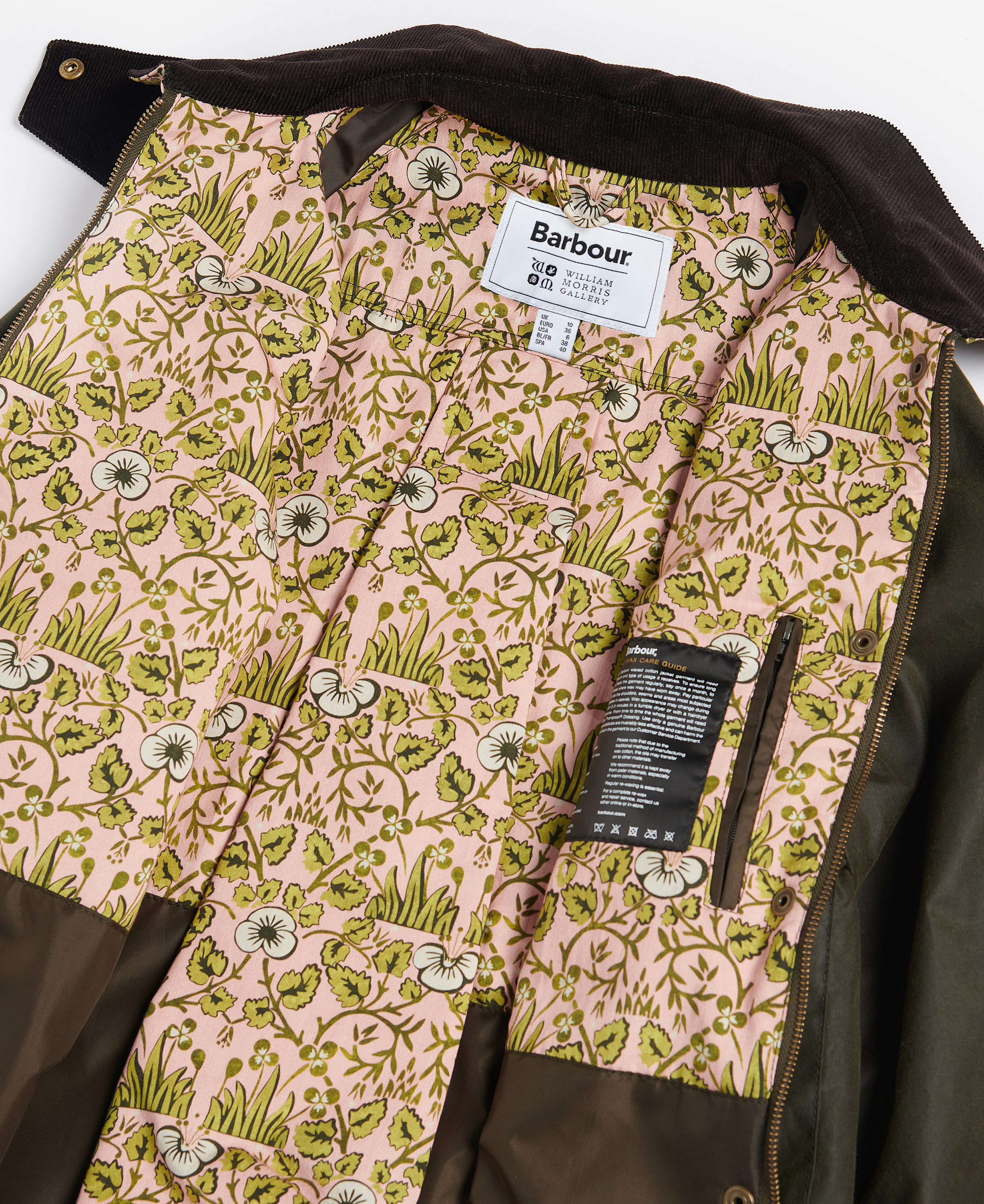 Barbour x William Morris Gallery Rendall Waxed Jacket image number 7