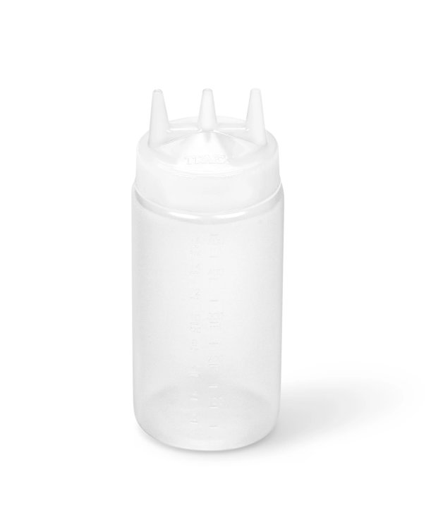 Distributeur à pression triple transparent de 470 ml avec douilles transparent