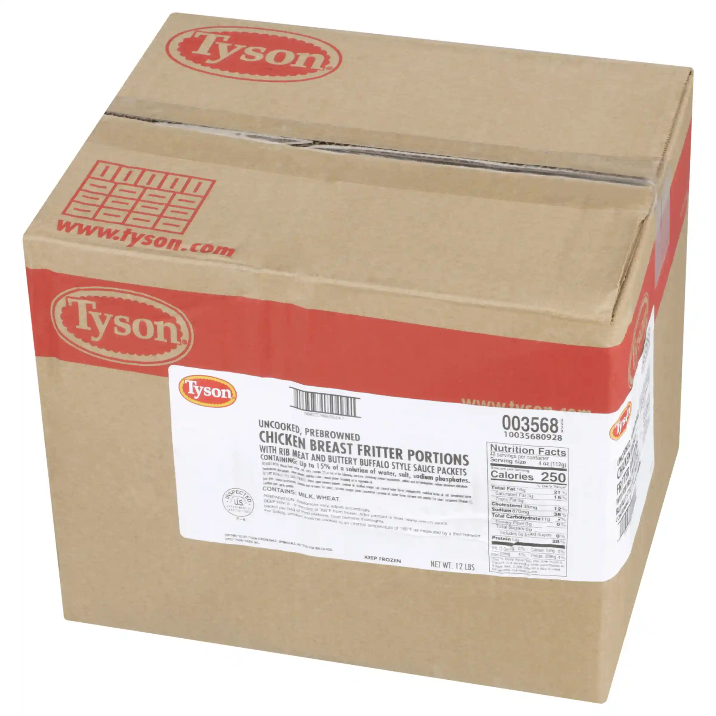 Tyson® Uncooked Chicken Breast Chunk Fritters with Buttery Buffalo Style Sauce Packets_image_5