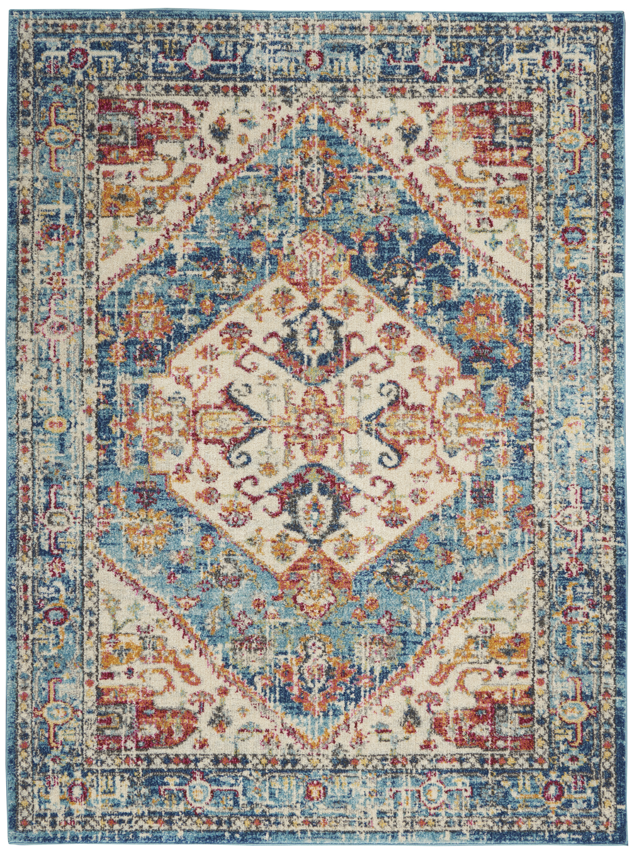 Nourison Passion 5'3" x 7'3" Ivory Light Blue Bohemian Indoor Rug