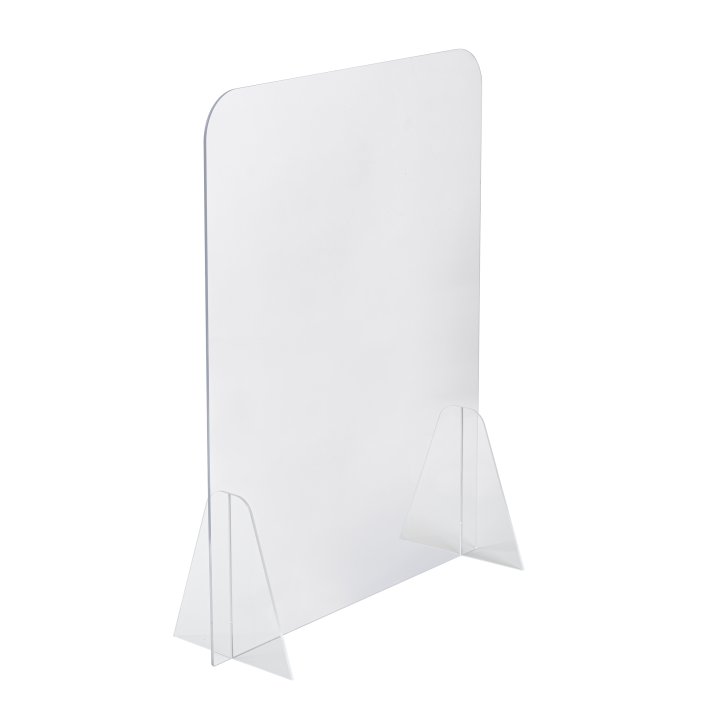 23 1/2-inch wide mobile safety guards with flat acrylic panel and two legs