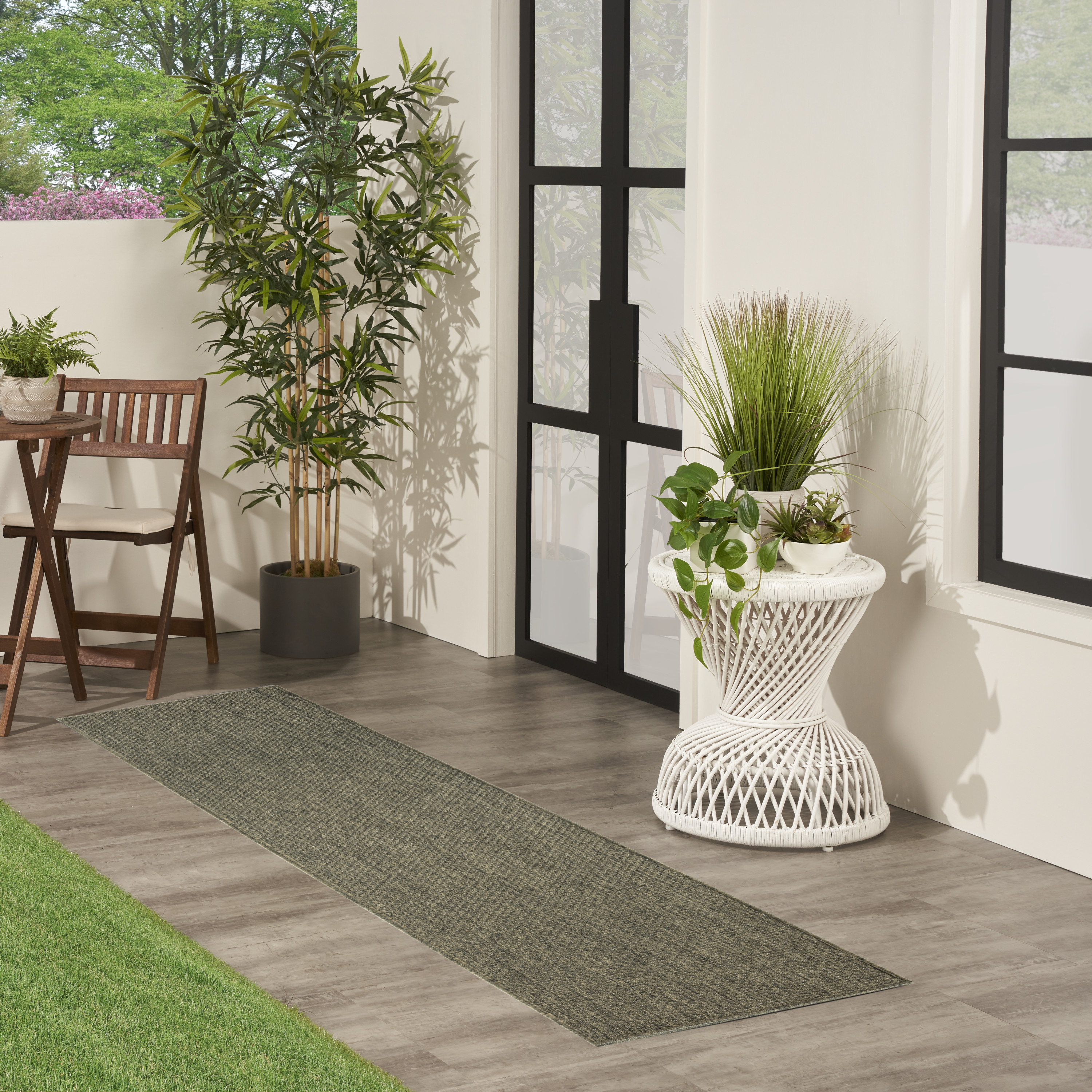 Nourison Tulum 2'2" x 10' Olive Outdoor Rug