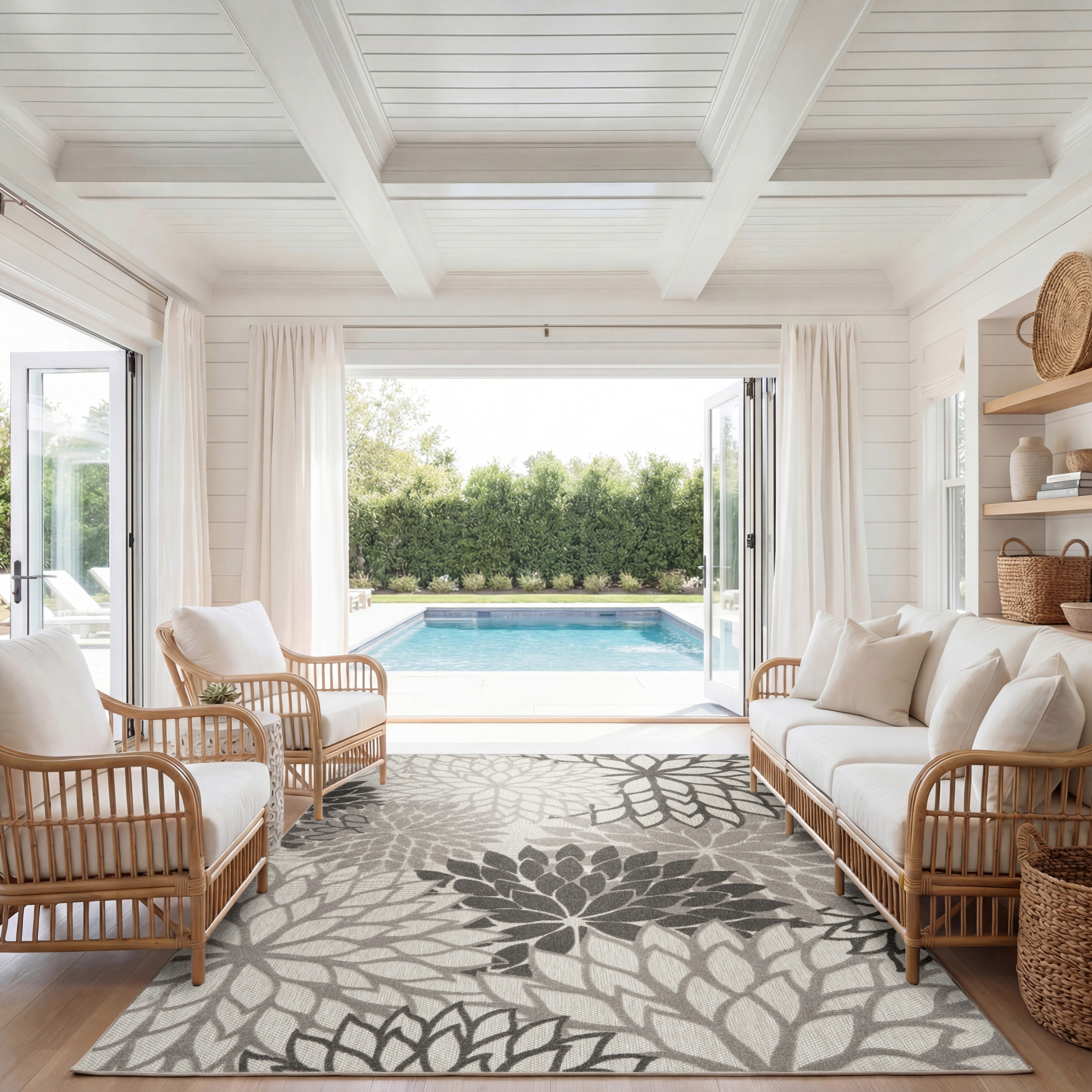 Nourison Aloha 7' x 10' Silver Grey Tropical Rug