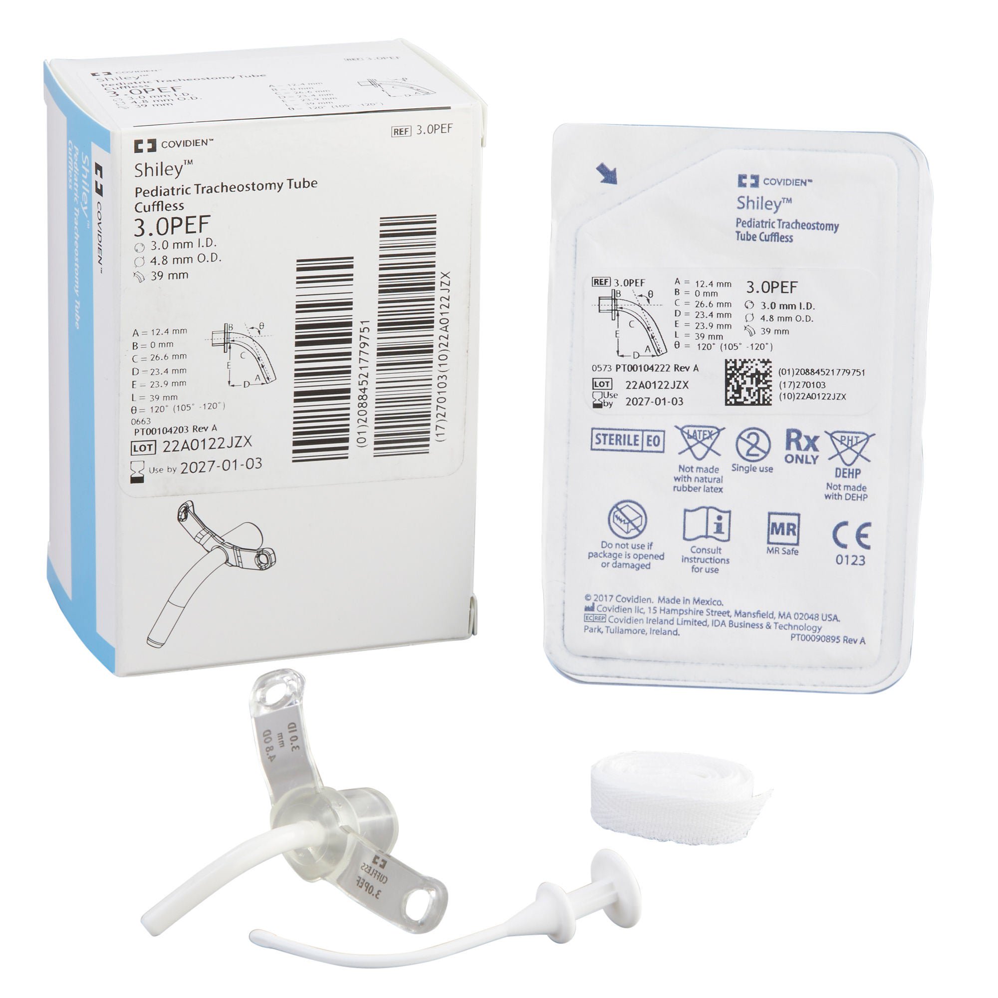 Medtronic MITG TUBE, TRACH SHILEY CUFFLESS PED 3.0MM