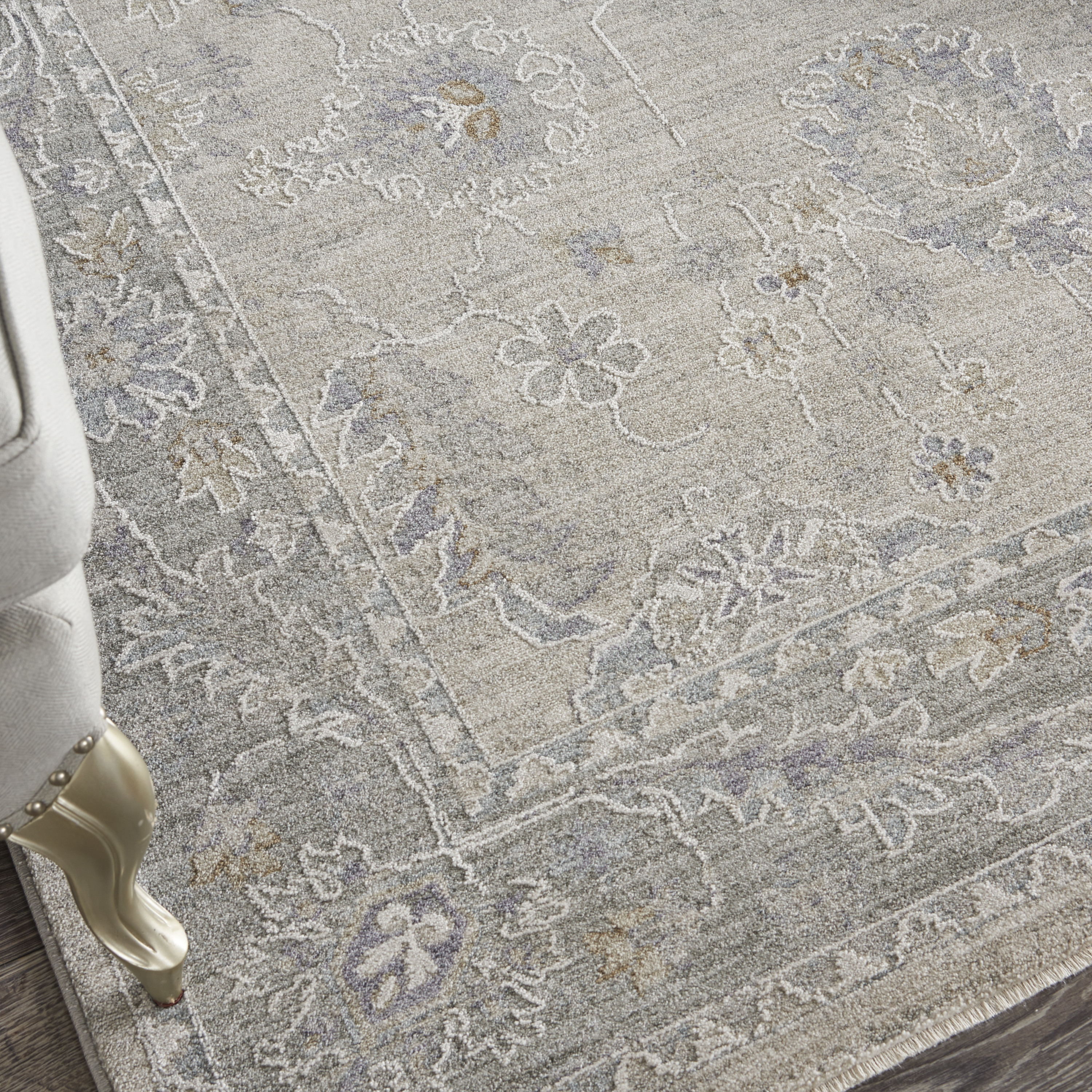 Nourison Infinite 5'3" x 7'8" Light Grey Vintage Indoor Rug