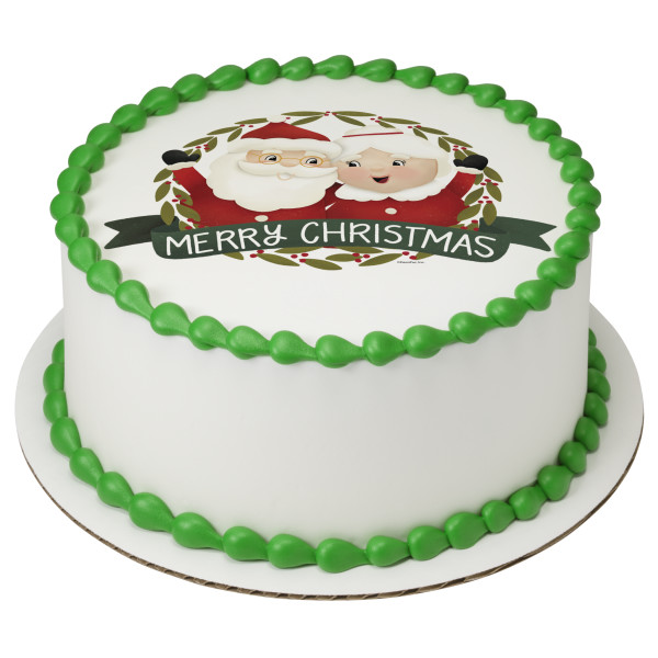 Merry Mr. and Mrs. Claus PhotoCake® Edible Image®