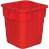 Rubbermaid Commercial, BRUTE, 28 gal, Resin, Red, Square, Receptacle