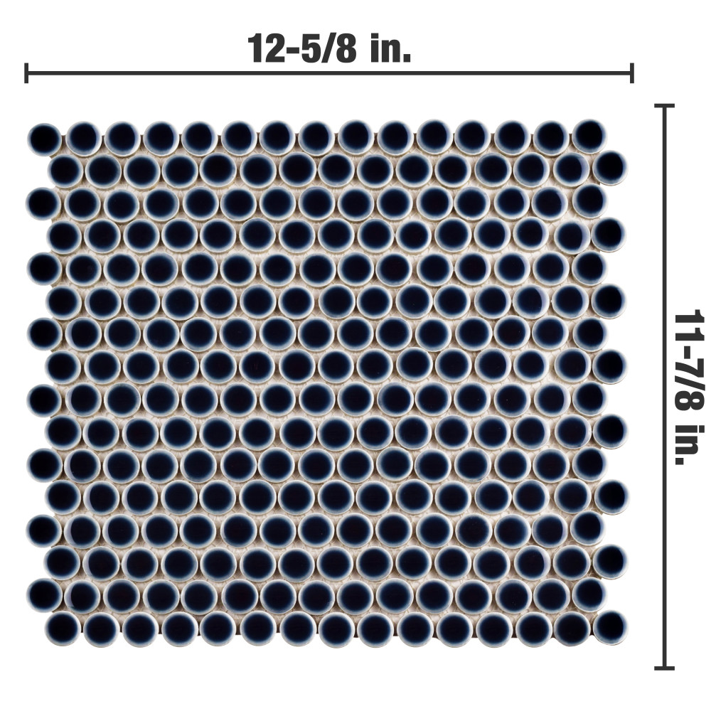 Sample – Hudson Penny Round Noir Porcelain Mosaic Tile