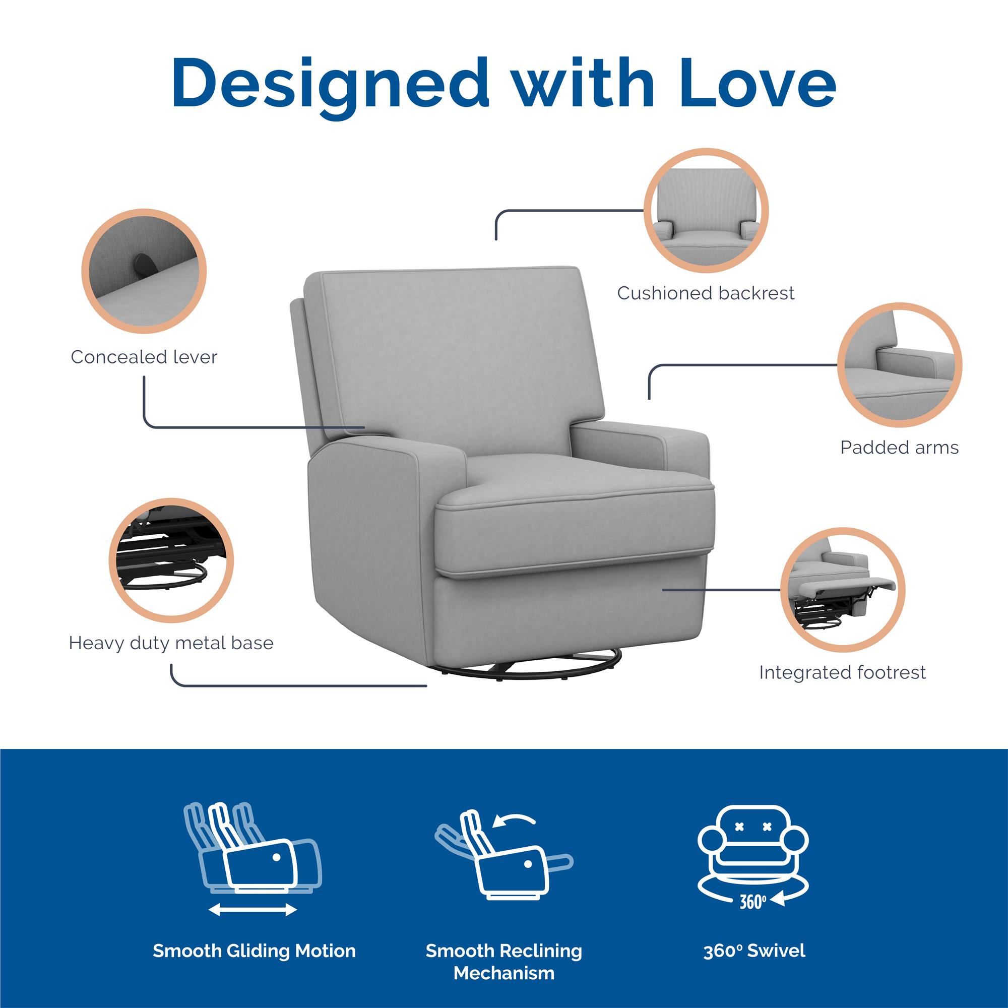 Baby Relax Rylan 4-in-1 Swivel Glider Rocker Recliner Chair