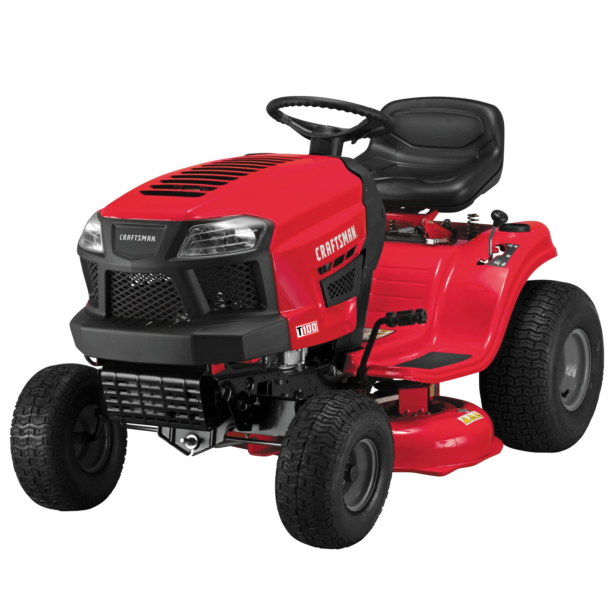 Right profile of  Riding mower with mulching kit.