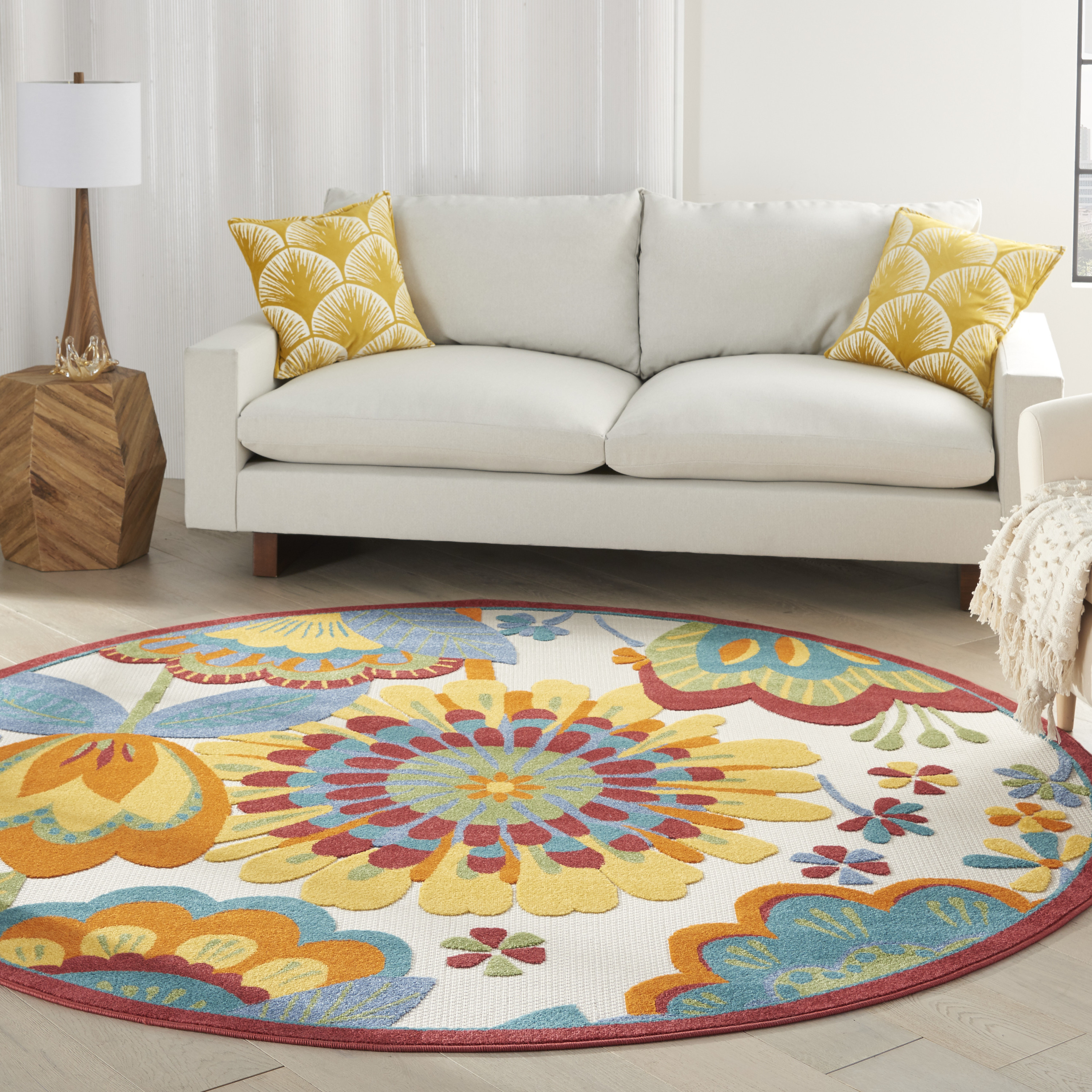 Nourison Aloha 7'10" x Round Multicolor Contemporary Rug