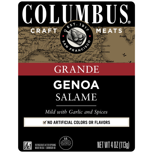 COLUMBUS(r) Sliced Genoa Salame 12/4oz . C1N1 - Front No Plunge In Package (Hi Res)