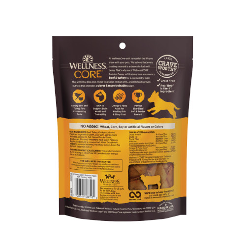Wellness CORE Brainiac Puppy Beef & Turkey back packaging