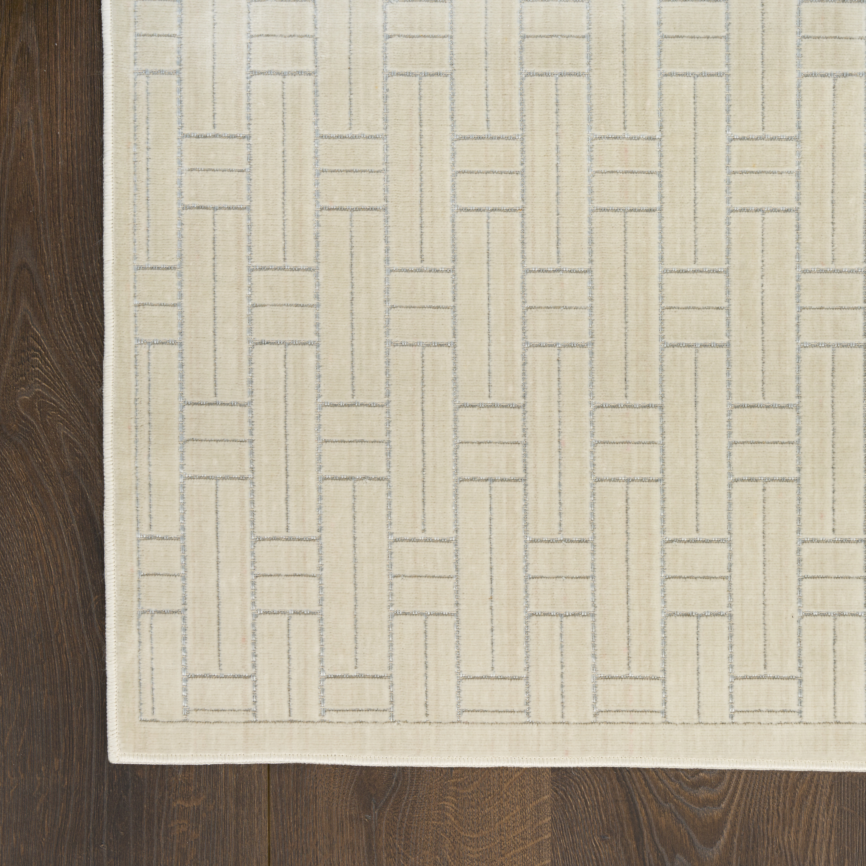 Nourison Washable Charm 2' x 6' Ivory Modern Indoor Rug