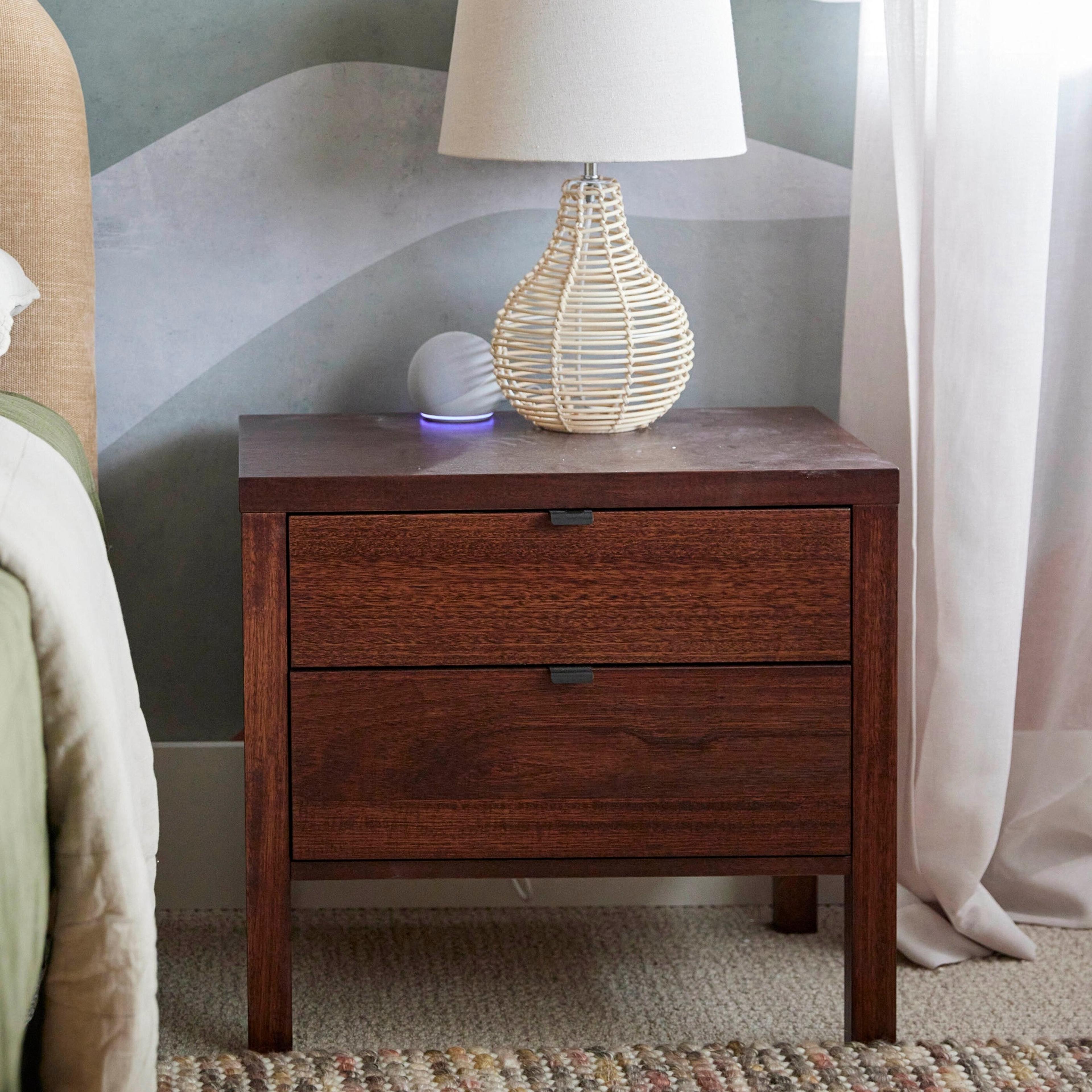 Lifestyle image of the City X Bedside Table (2 Drawer), Chocolate from Forty Winks