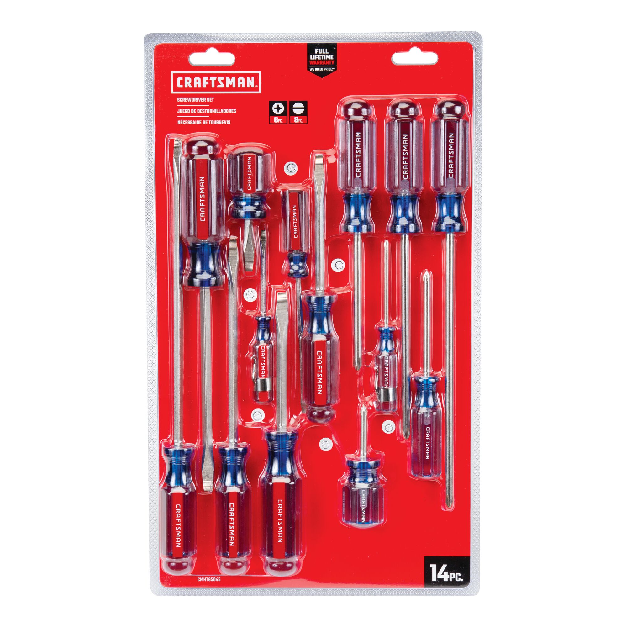 14 Piece Acetate ScrewDriver Set in carded packaging.