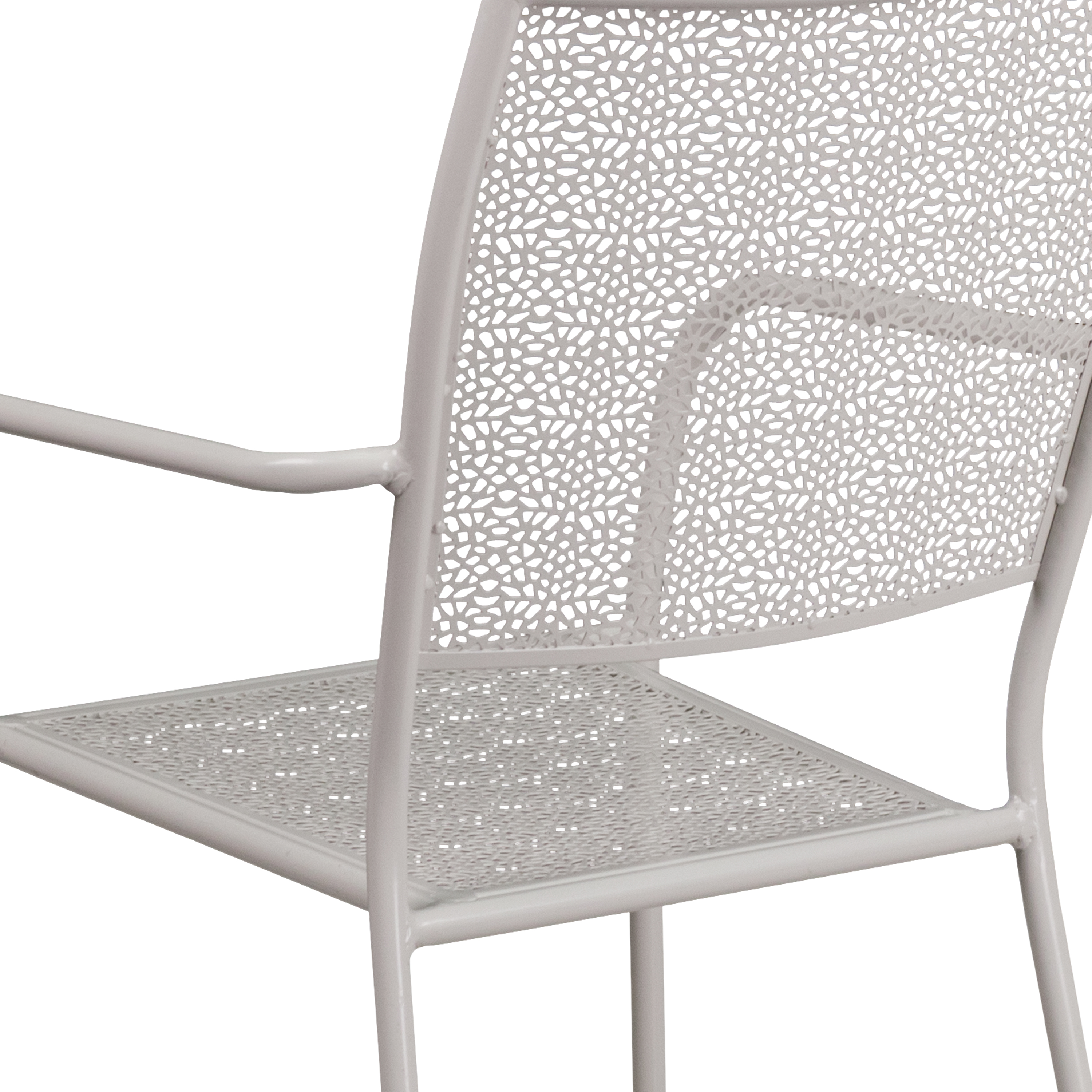 Commercial Grade Sky Blue Indoor-Outdoor Steel Patio Arm Chair with Square Back - Picture 60 of 61