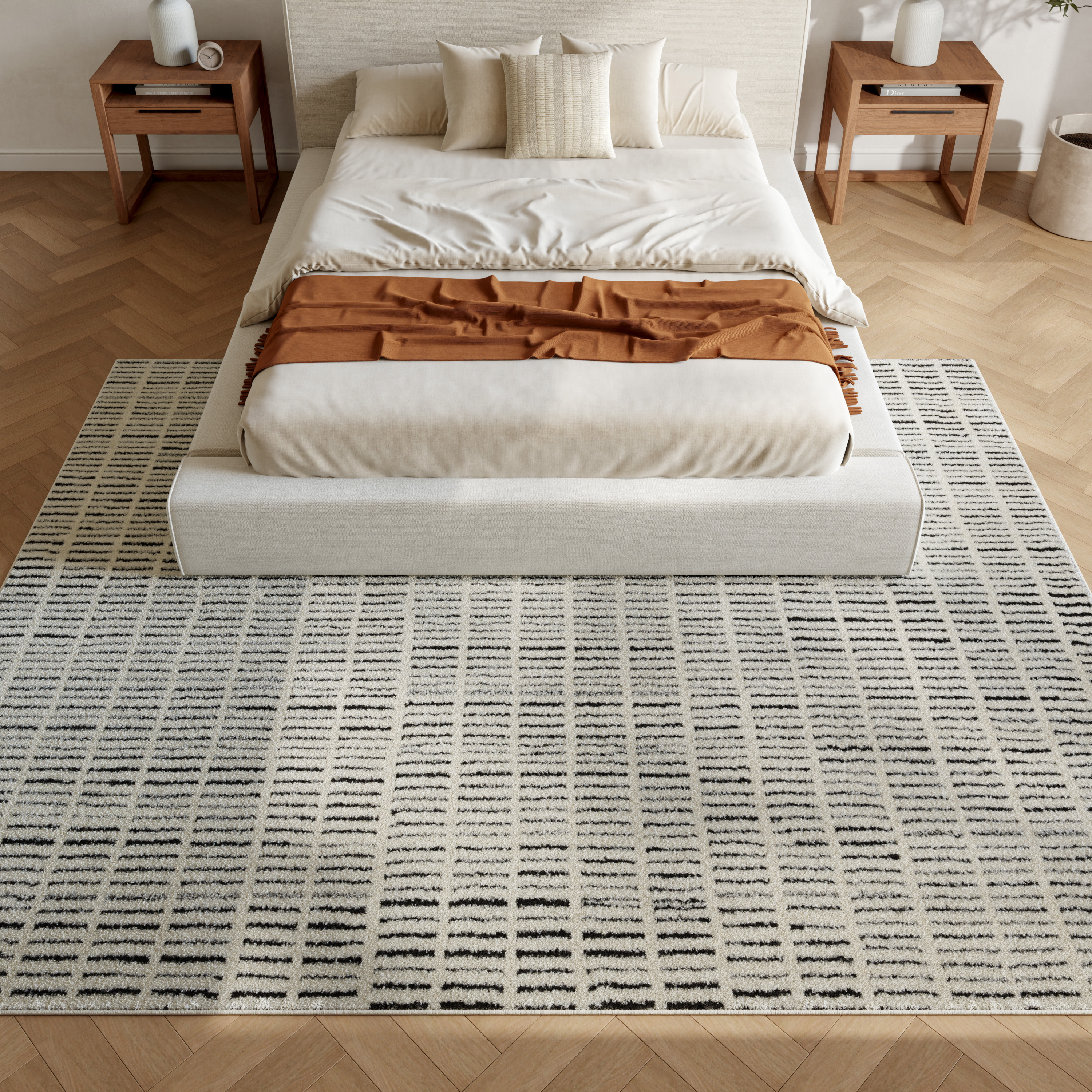 Nourison Modern Comfort 6'7" x 9' Ivory Black Scandinavian Indoor Rug